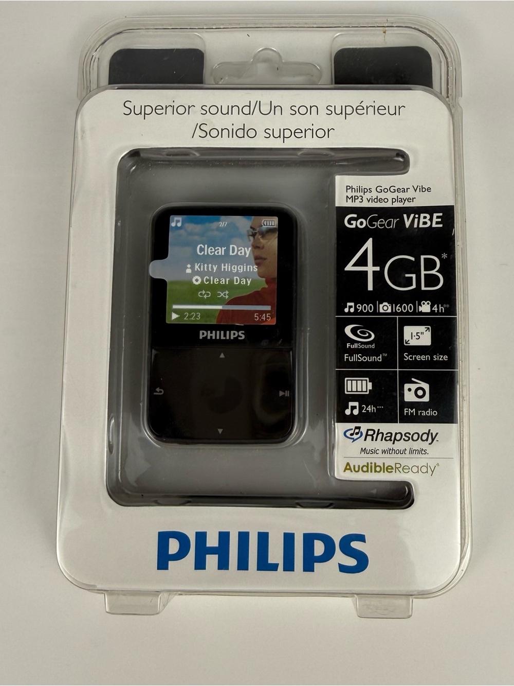Philips GoGear Vibe 4GB Black MP3 Music/Video Player New Sealed